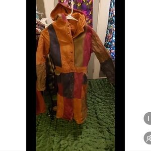 Vintage 60s Suede Colorblock Patchwork Coat